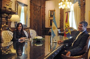 La presidenta Cristina Fernández de Kirchner mantuvo un encuentro con su par de Ecuador, Rafael Correa